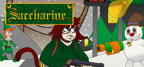 遊戲的主視覺圖，展現了主角與充滿節日氣氛的暴力場景。