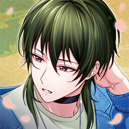 遊戲中的一個浪漫場景，男女主角在櫻花樹下