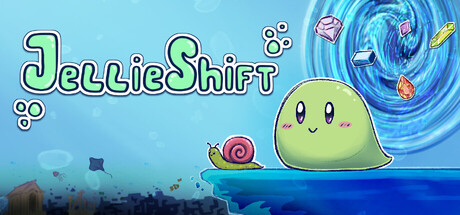 《果凍遁移》遊戲主視覺圖,展示了主角Jellie和多彩的遊戲世界。
