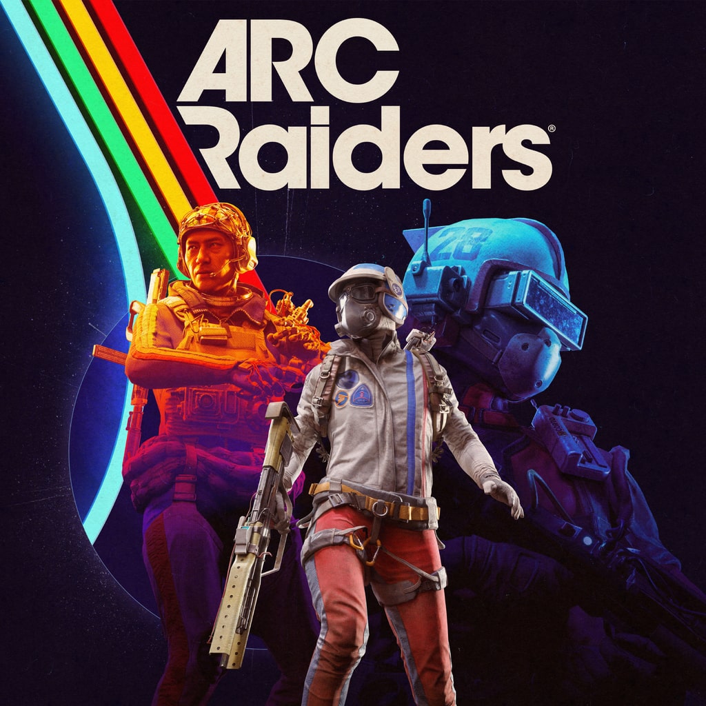 ARC Raiders 遊戲主視覺,展現了三位掠手在廢墟中仰望天空的場景