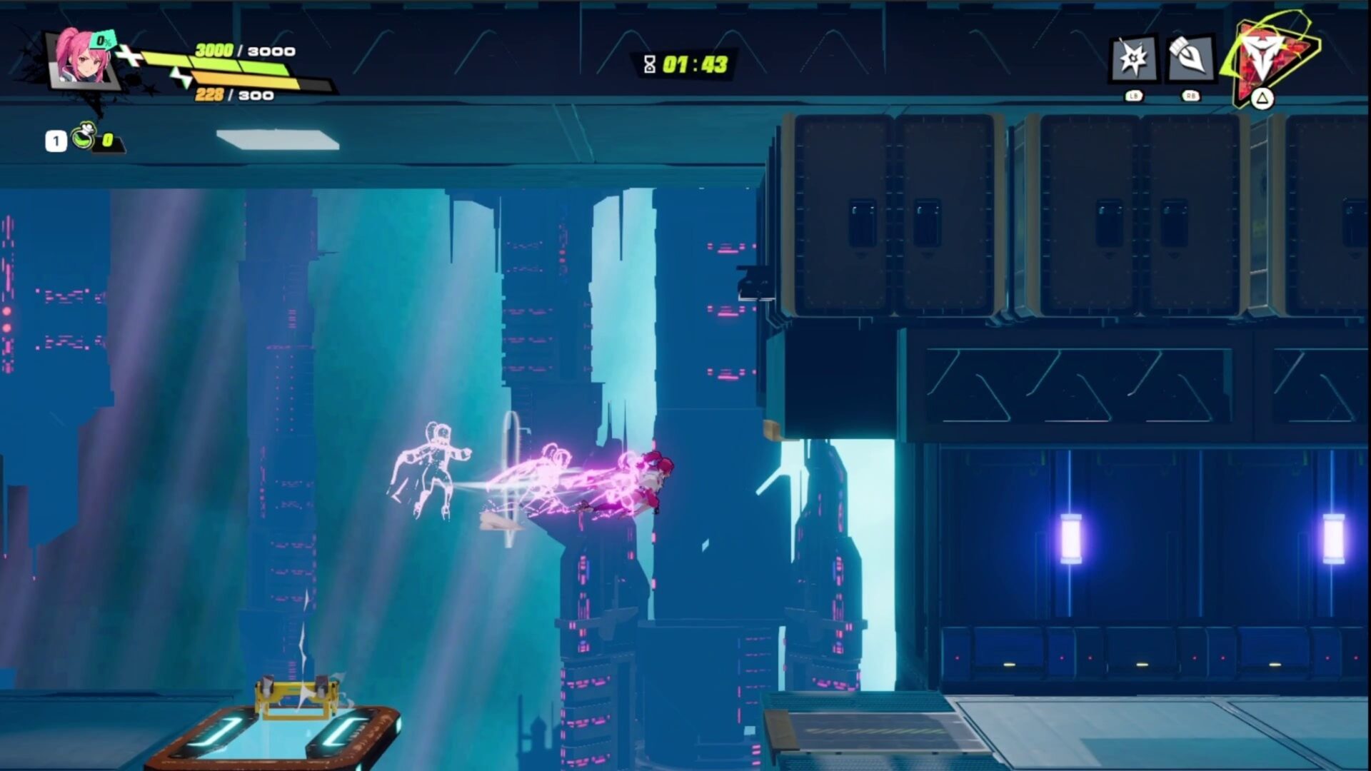 角色在平台間跳躍，展現靈活的機動性