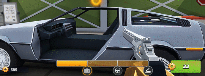 玩家在車庫中組裝和建造時光機車輛。