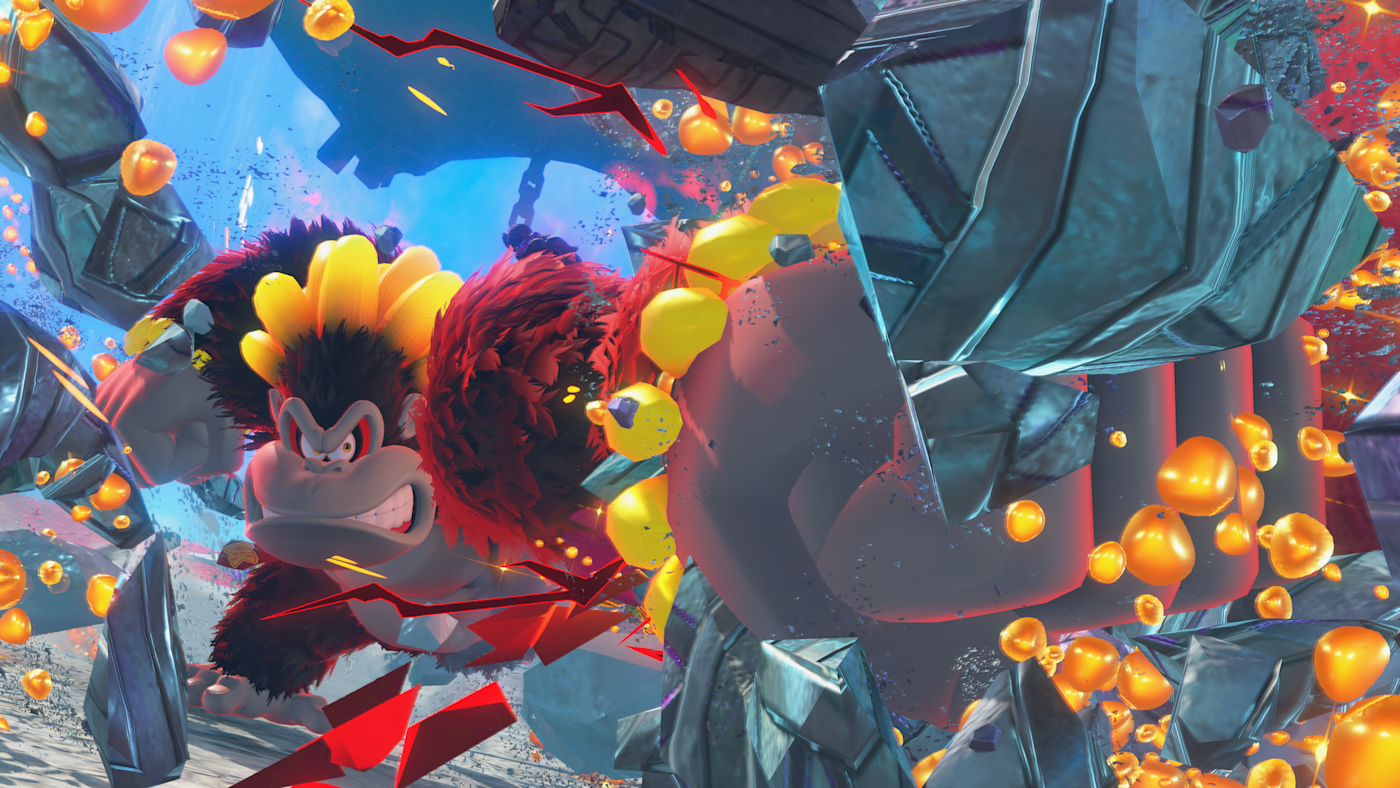 咚奇剛以「蕉力全開・剛」的形態在關卡中收集香蕉。