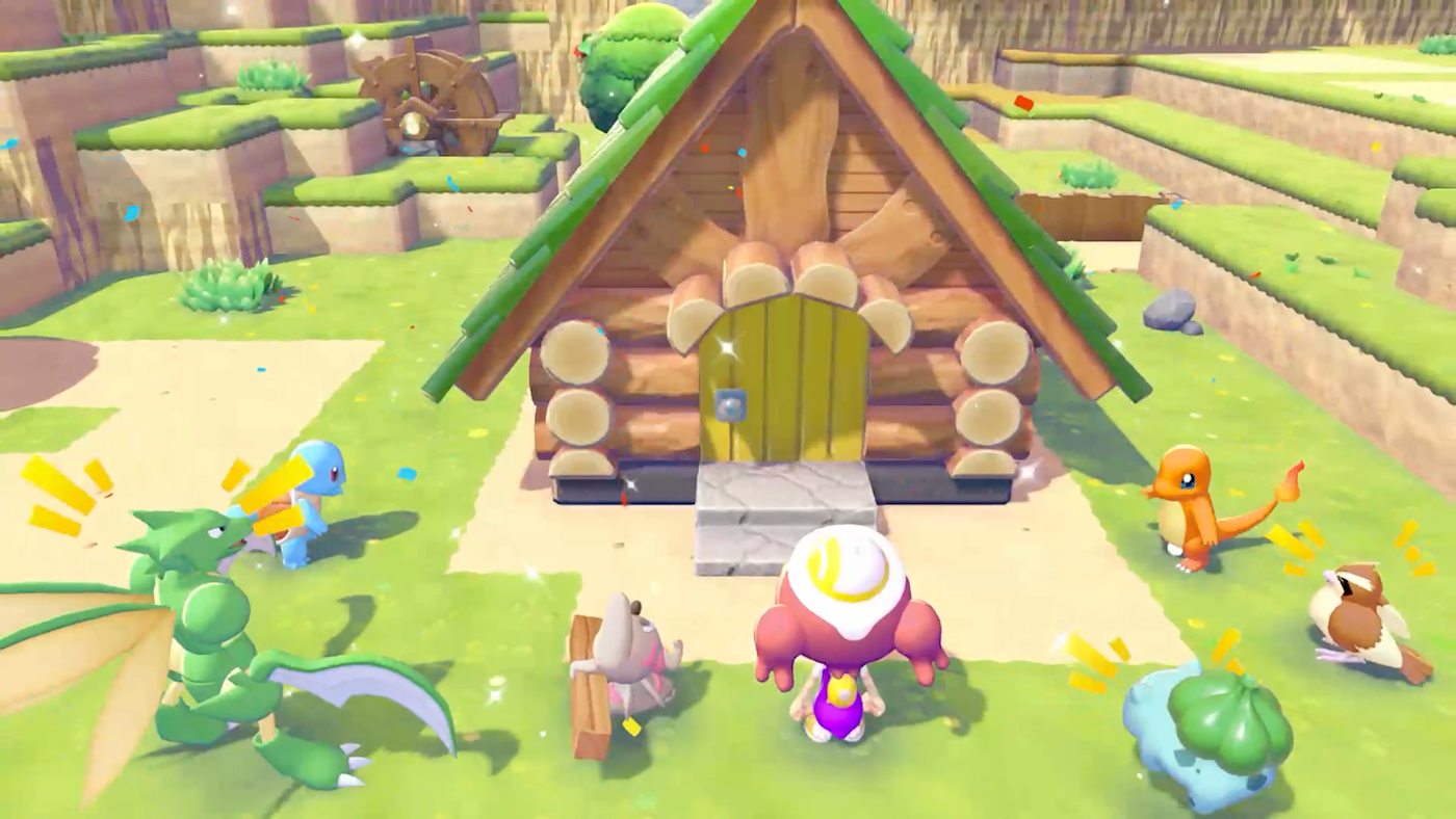 主角與多隻寶可夢合作，一起建造一棟大型的木屋。