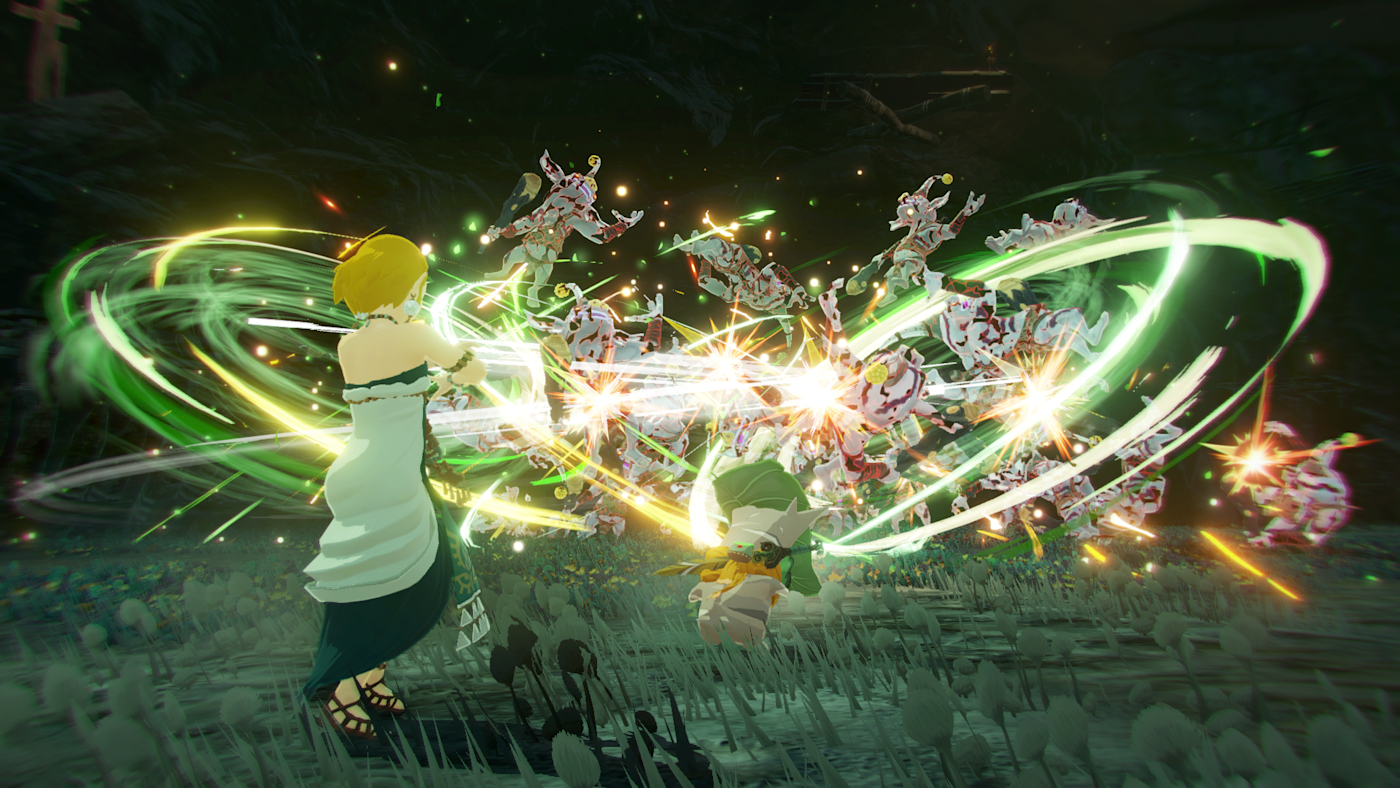 薩爾達與卡拉莫發動專屬同步攻擊,由卡拉莫扔出迴力鏢。