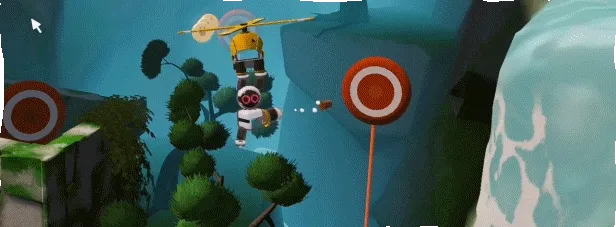 兩位玩家通過繩索緊密配合,共同解決謎題。