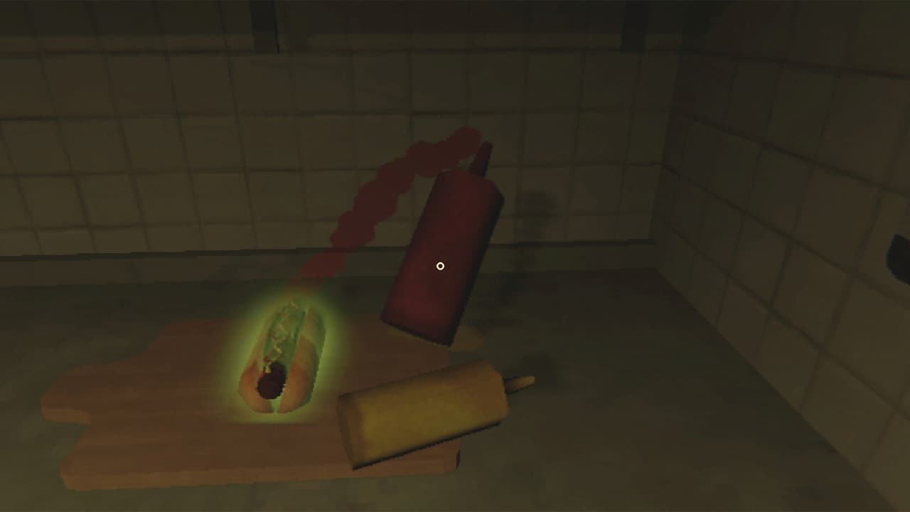 為顧客的熱狗淋上番茄醬