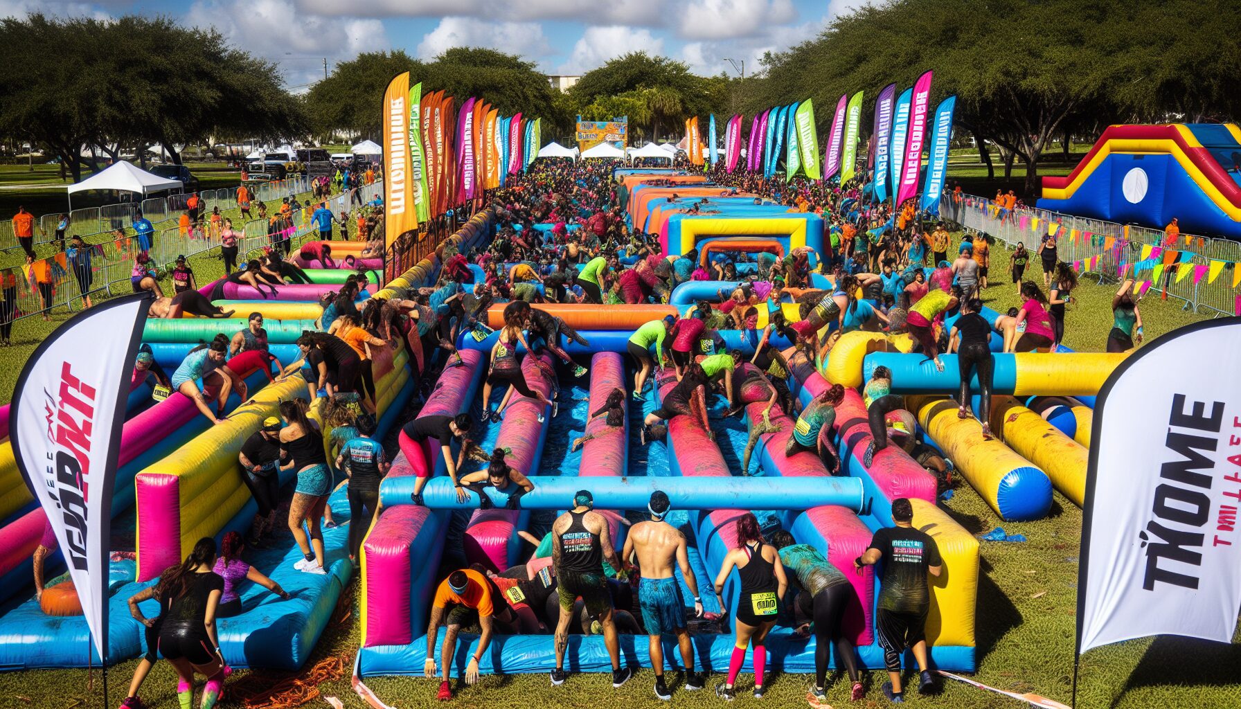 苗栗Fun Young跑酷越野障礙賽現場，選手進行關卡挑戰