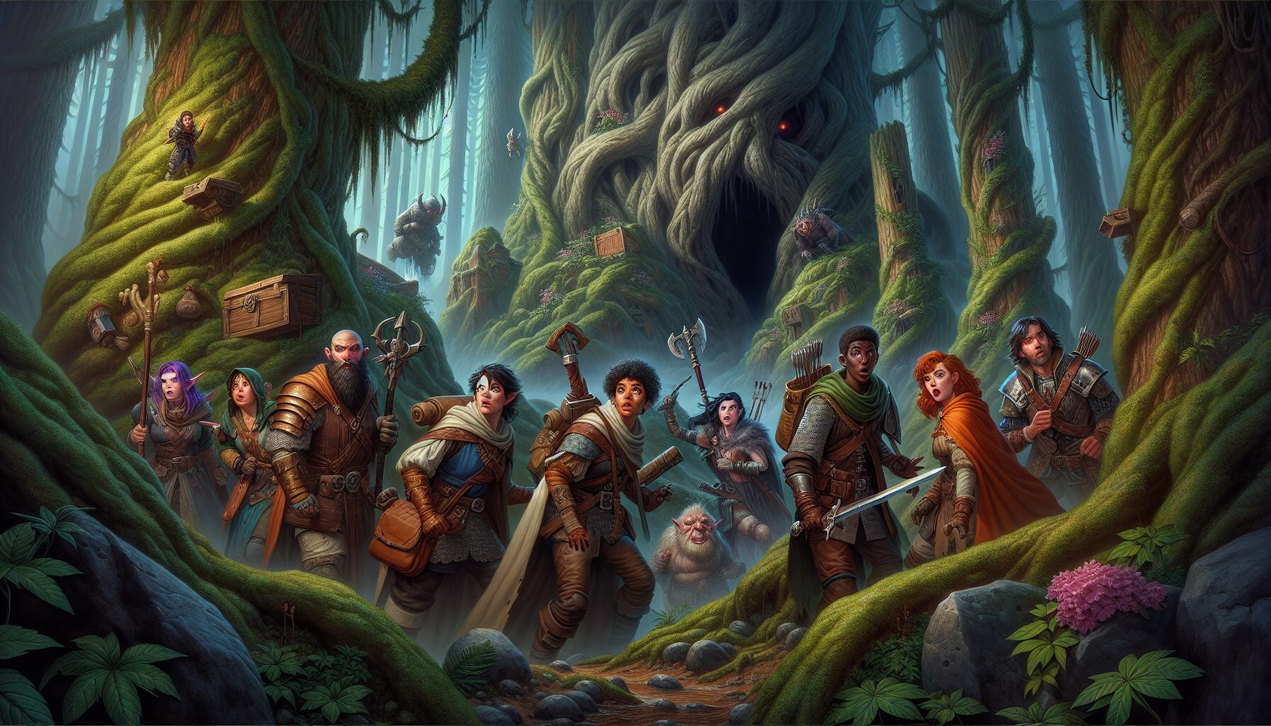 哥布林與冒險者大戰的精美插畫