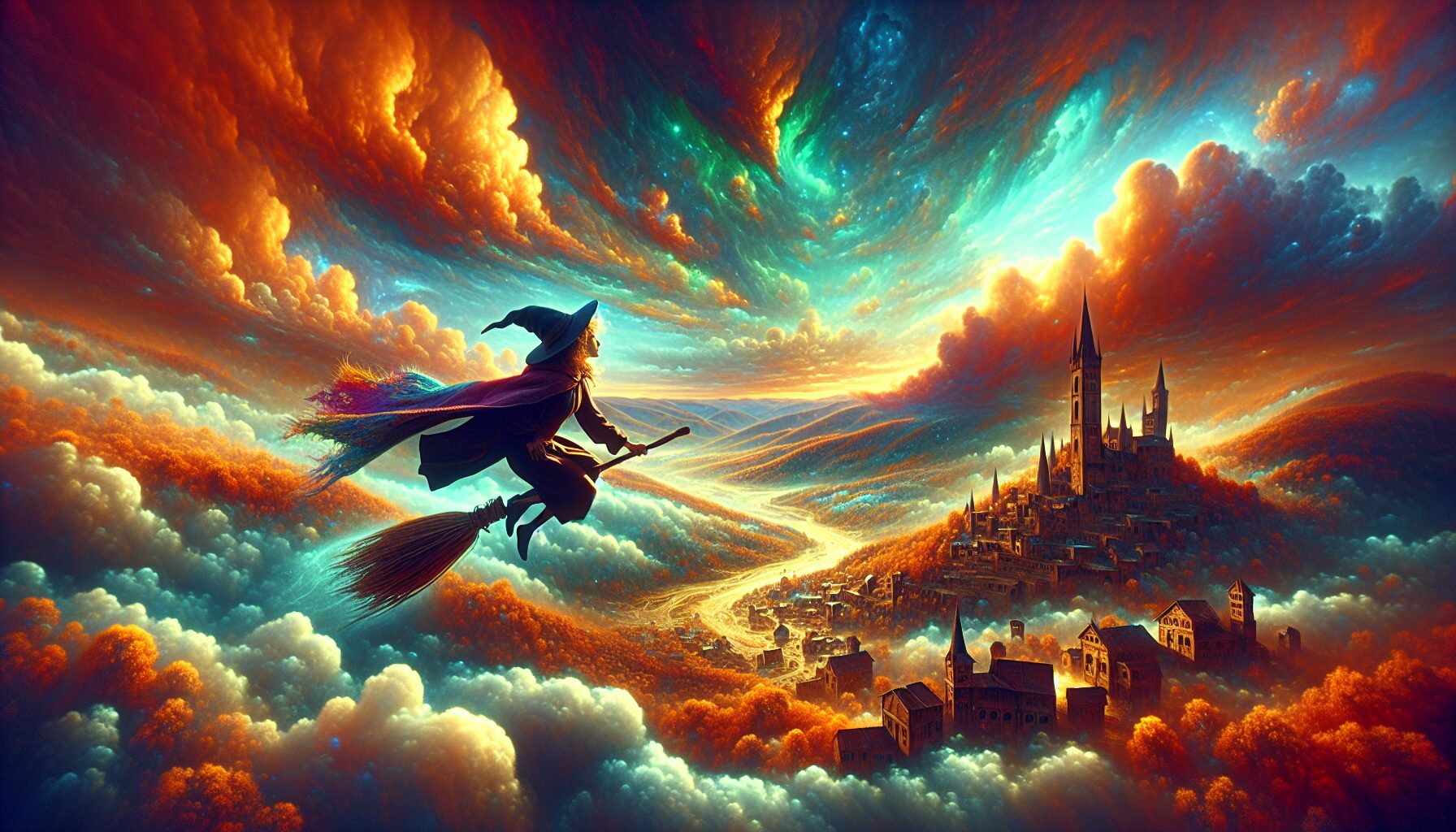 玩家騎乘掃帚自由飛翔於霍格華茲上空