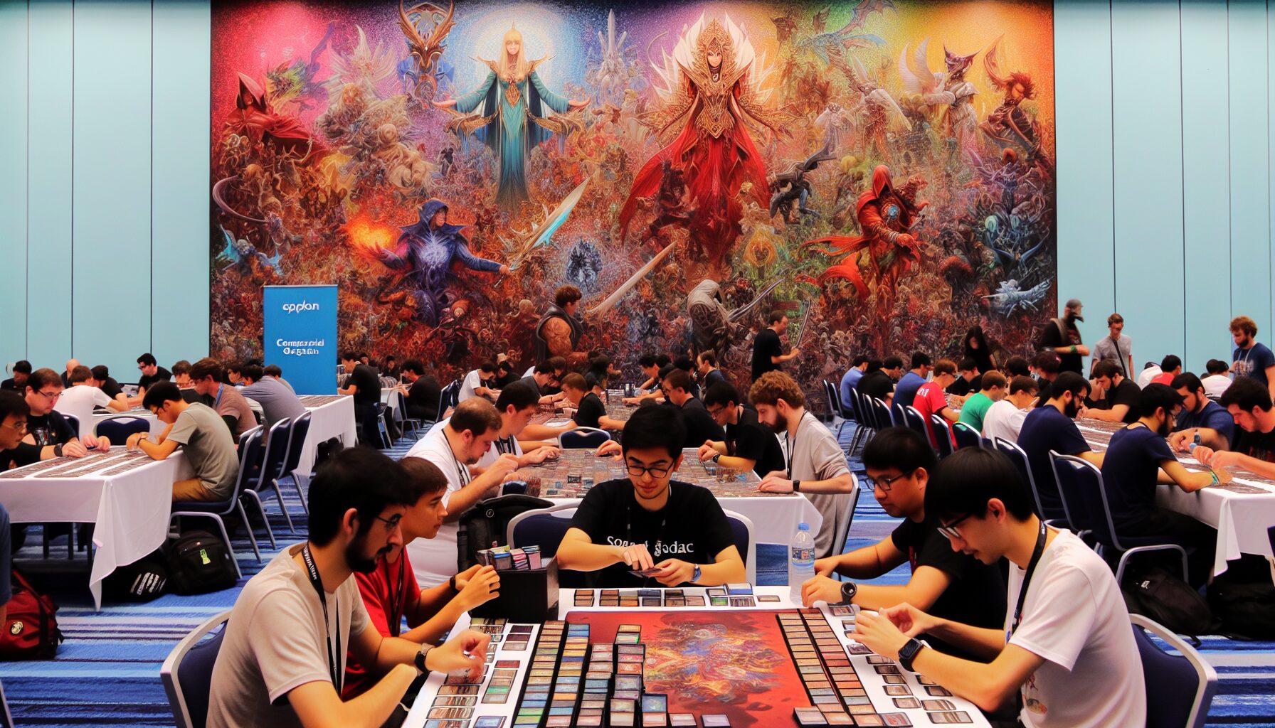 Bushiroad攤位教學專區現場,人潮參與卡牌教學及互動活動