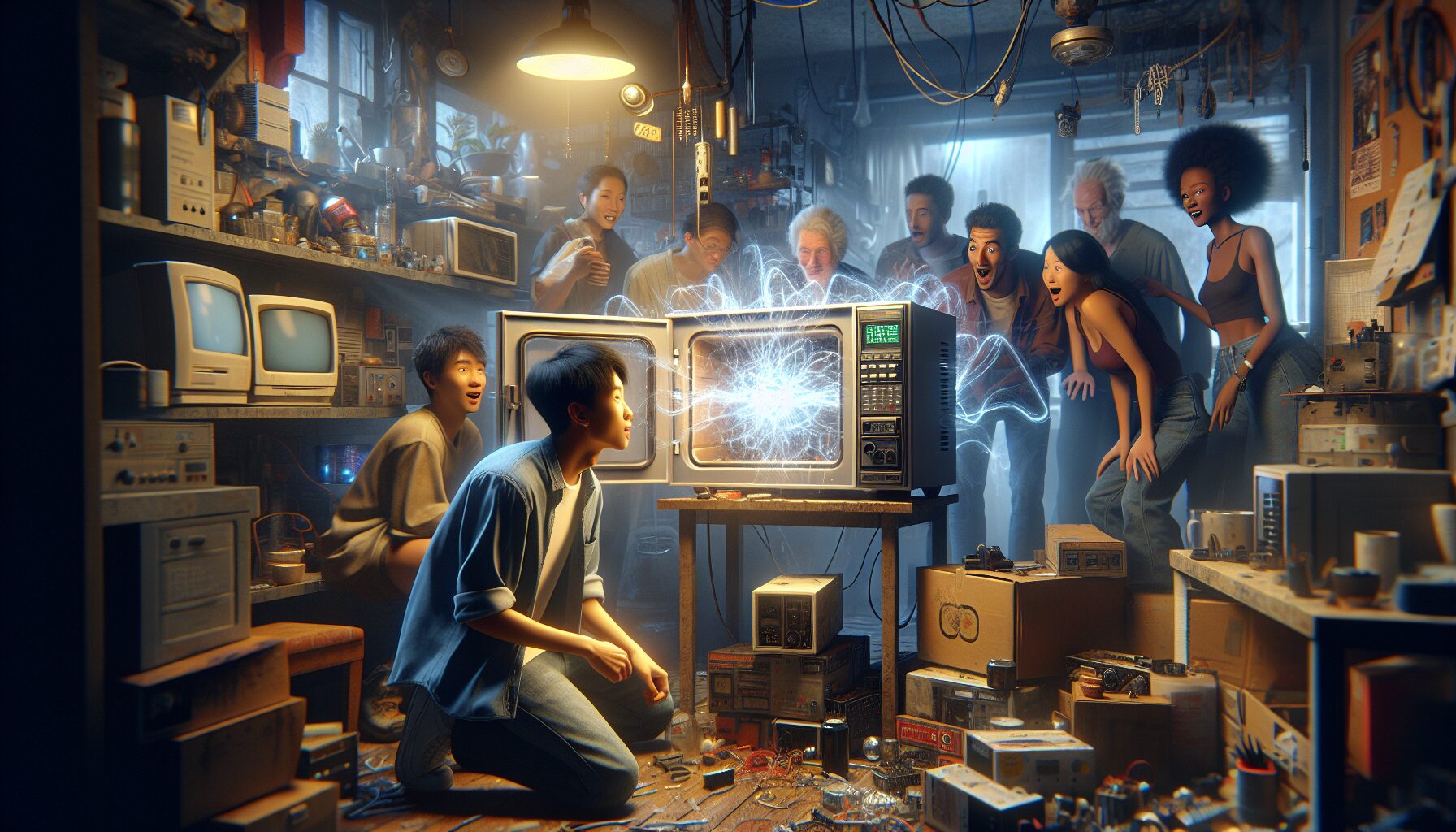 遊戲初期主要角色於秋葉原實驗室內互動場面動畫