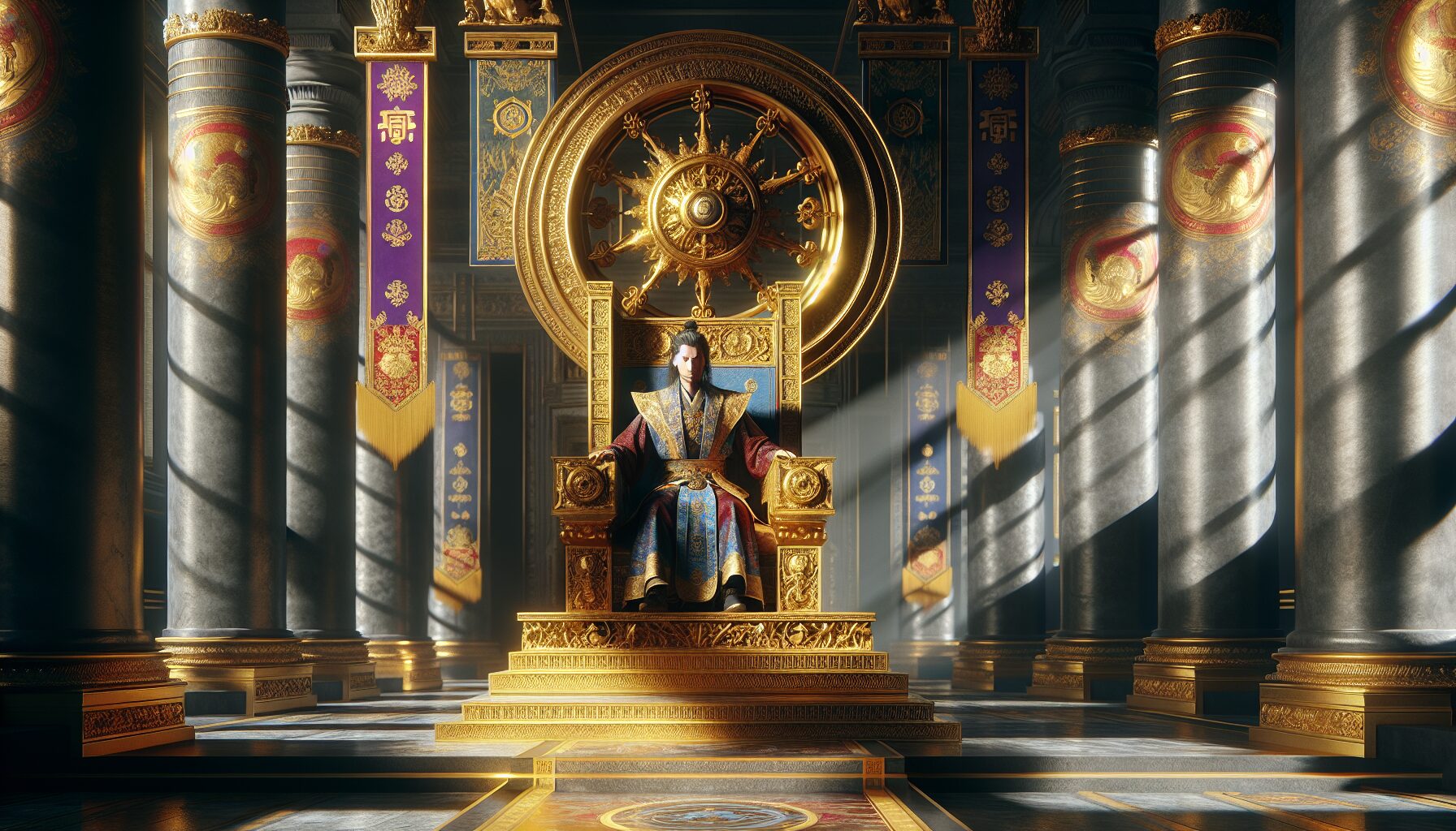 皇帝孤獨與權謀的象徵插圖