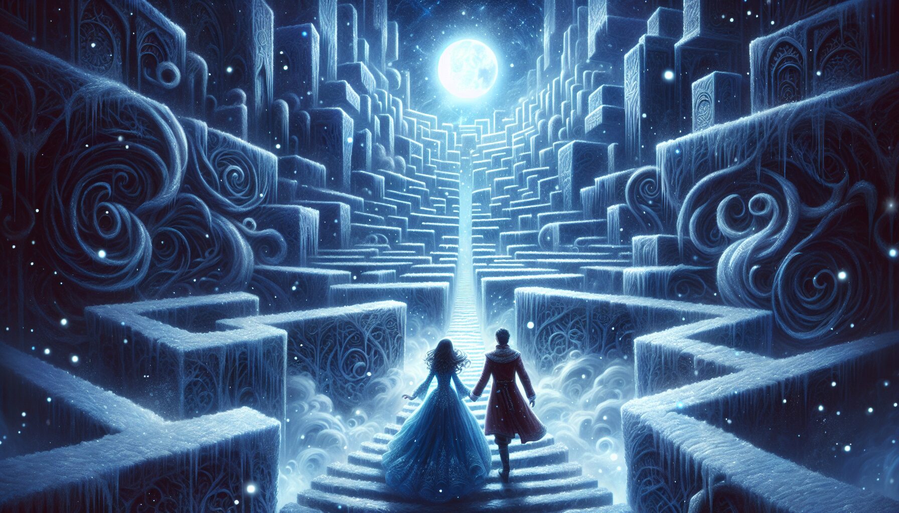 小說《雪迷宮》書封,展現奇幻氛圍與少女浪漫冒險