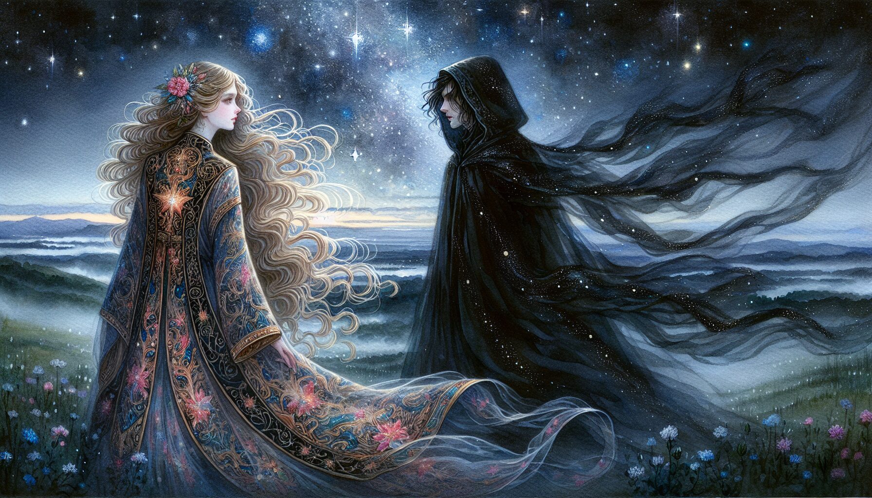 晉江文學城《半夏》書封及古風插畫