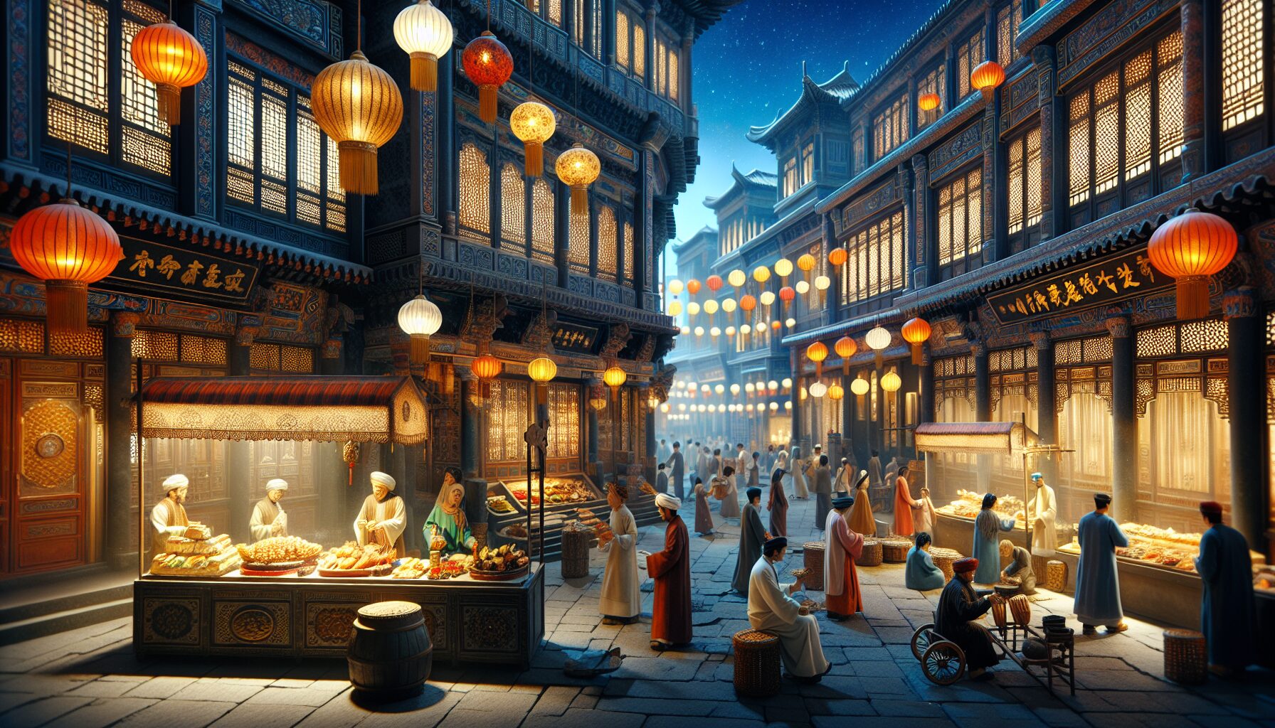 唐代長安城市井、茶館、驛站等場景還原插圖