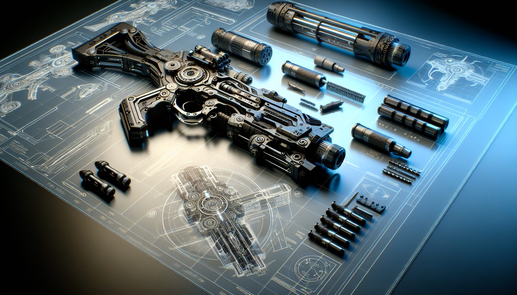 主角君莫笑使用的千機傘以及銀武設計示意圖