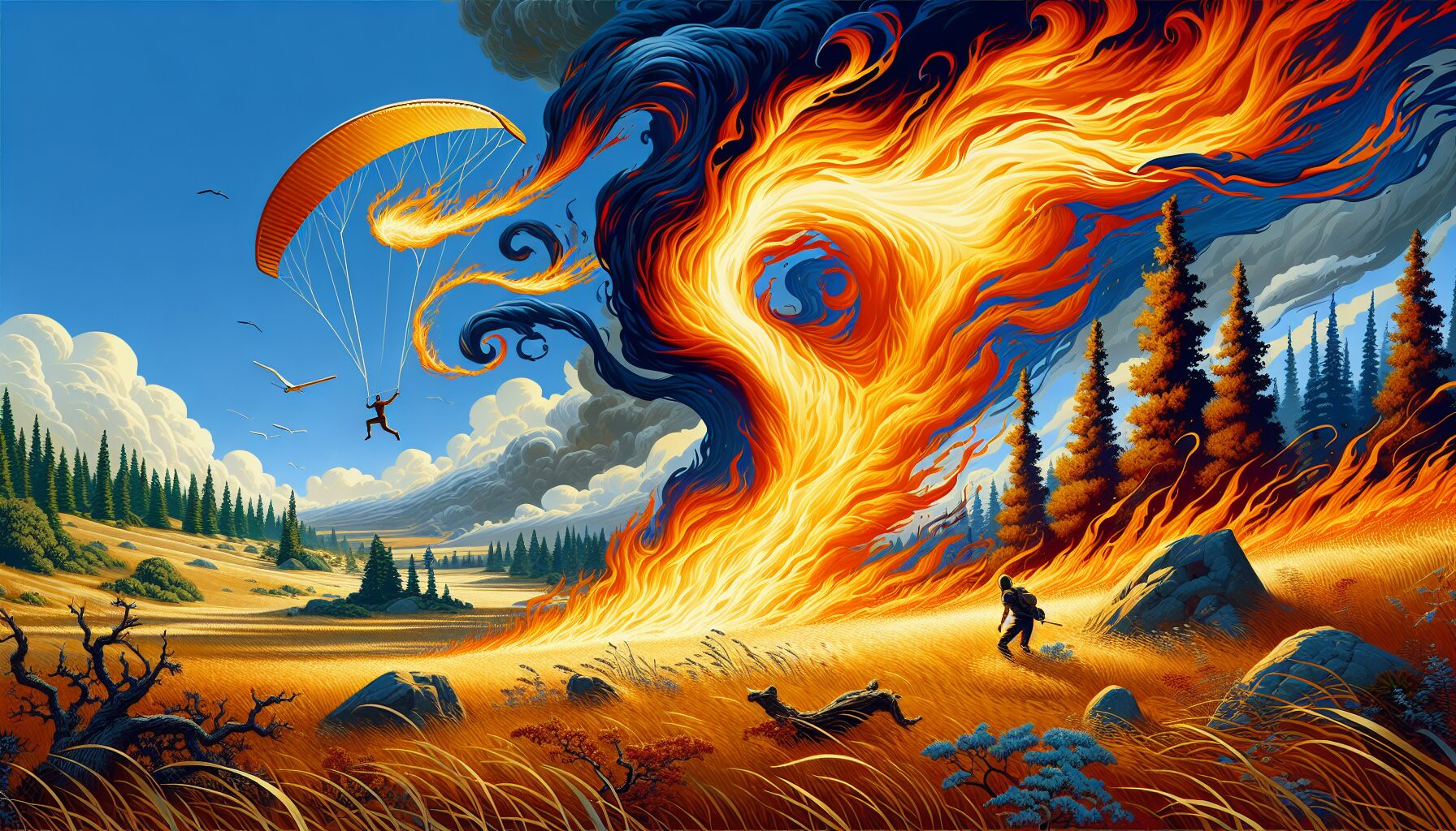 林克站在希卡之塔頂遠眺,玩家可自行規劃探索路線