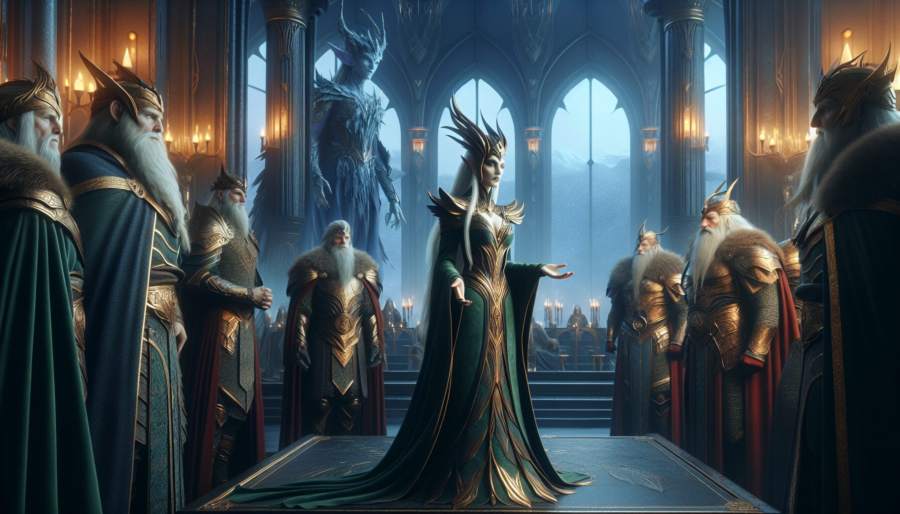 北歐神話文學插畫中的洛基與眾神