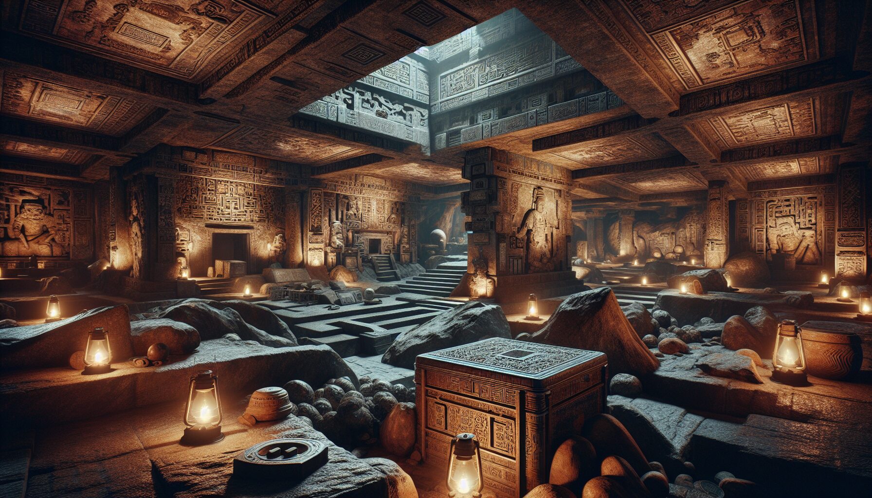 盜墓筆記場景插畫，奇幻古墓與冒險畫面