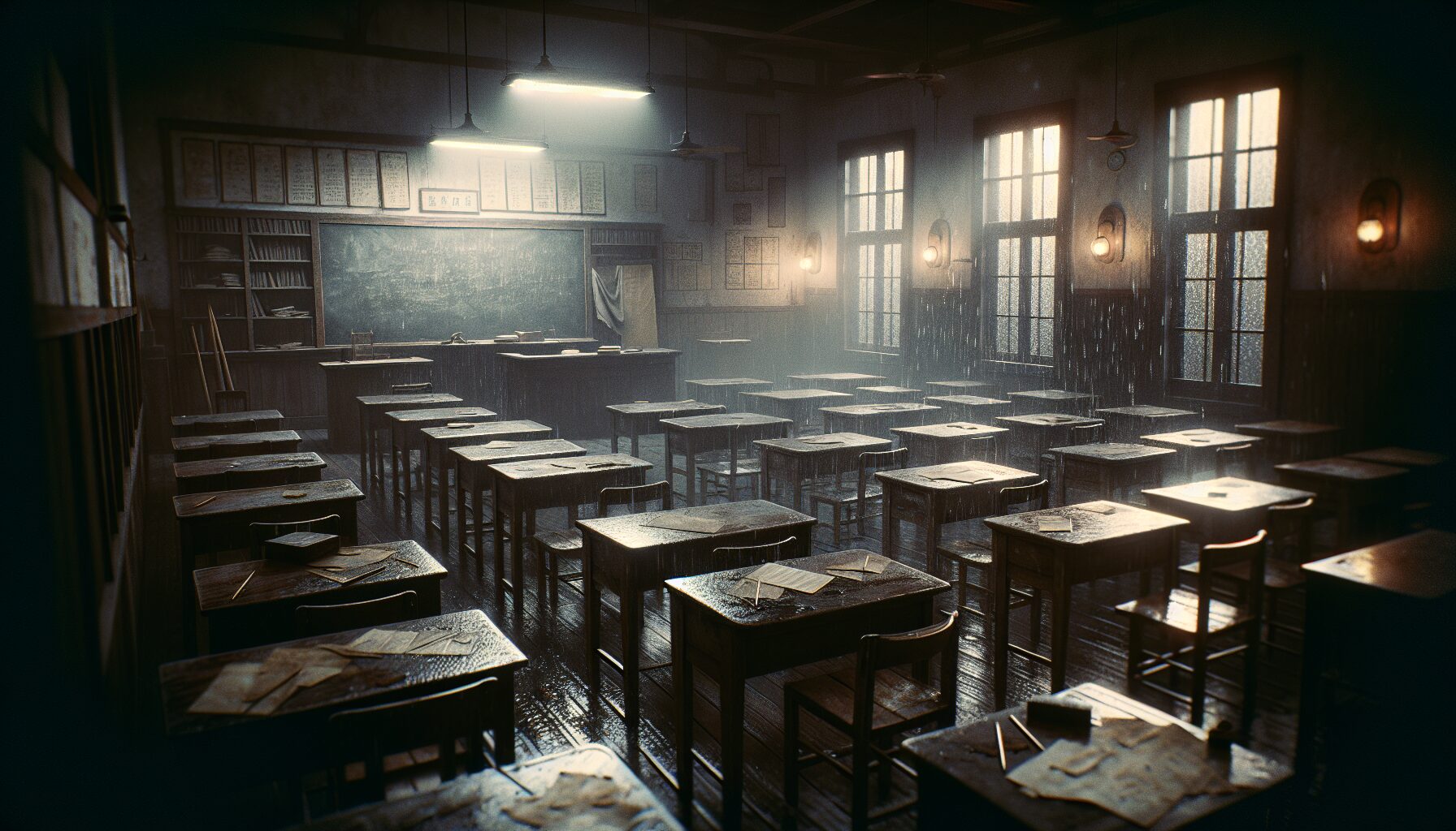 方芮欣在教室獨自佇立,展現返校遊戲經典恐怖場景