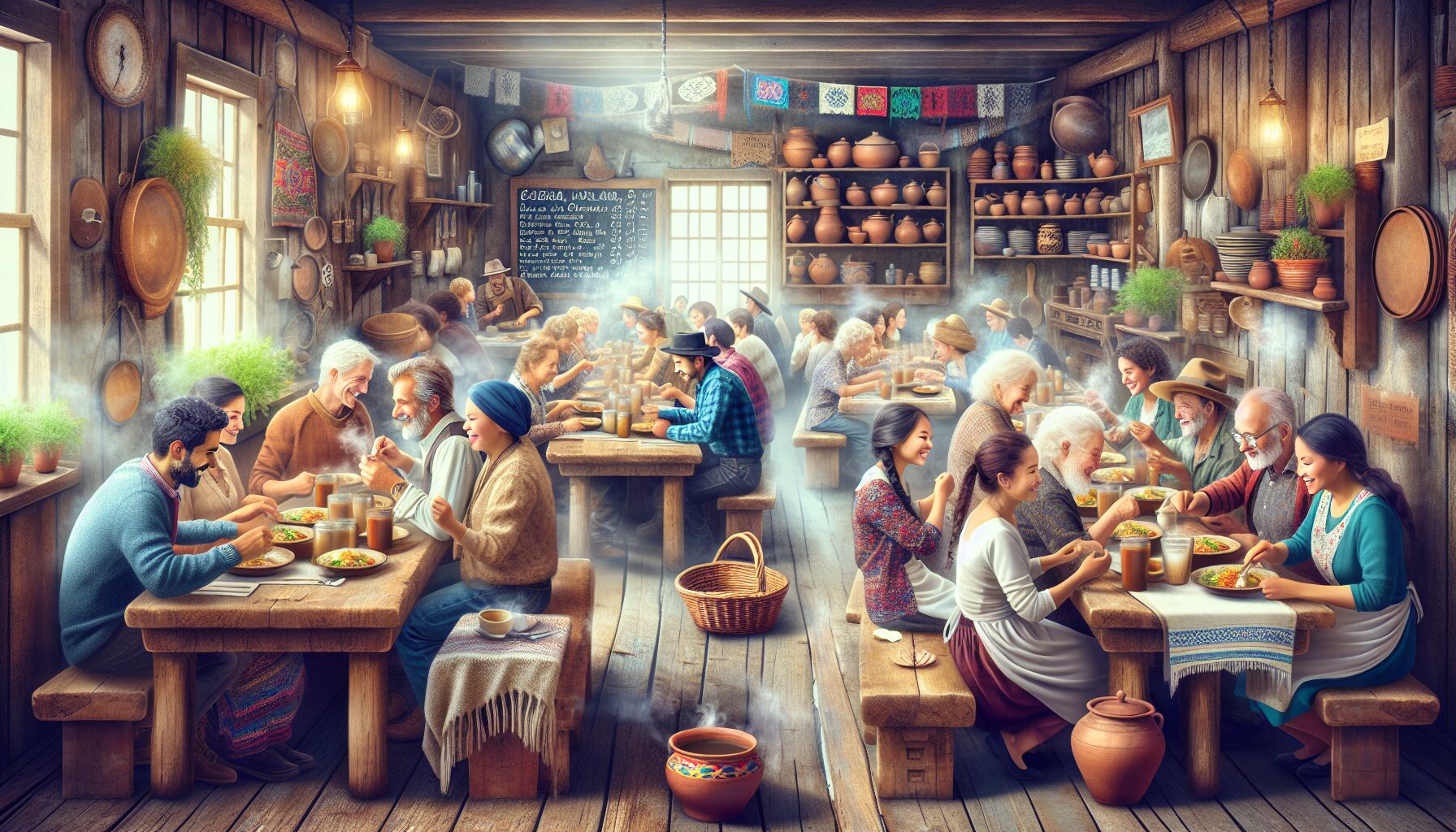 深夜食堂系小說書封拼貼，溫暖光線下的桌上美食與治癒空間氛圍