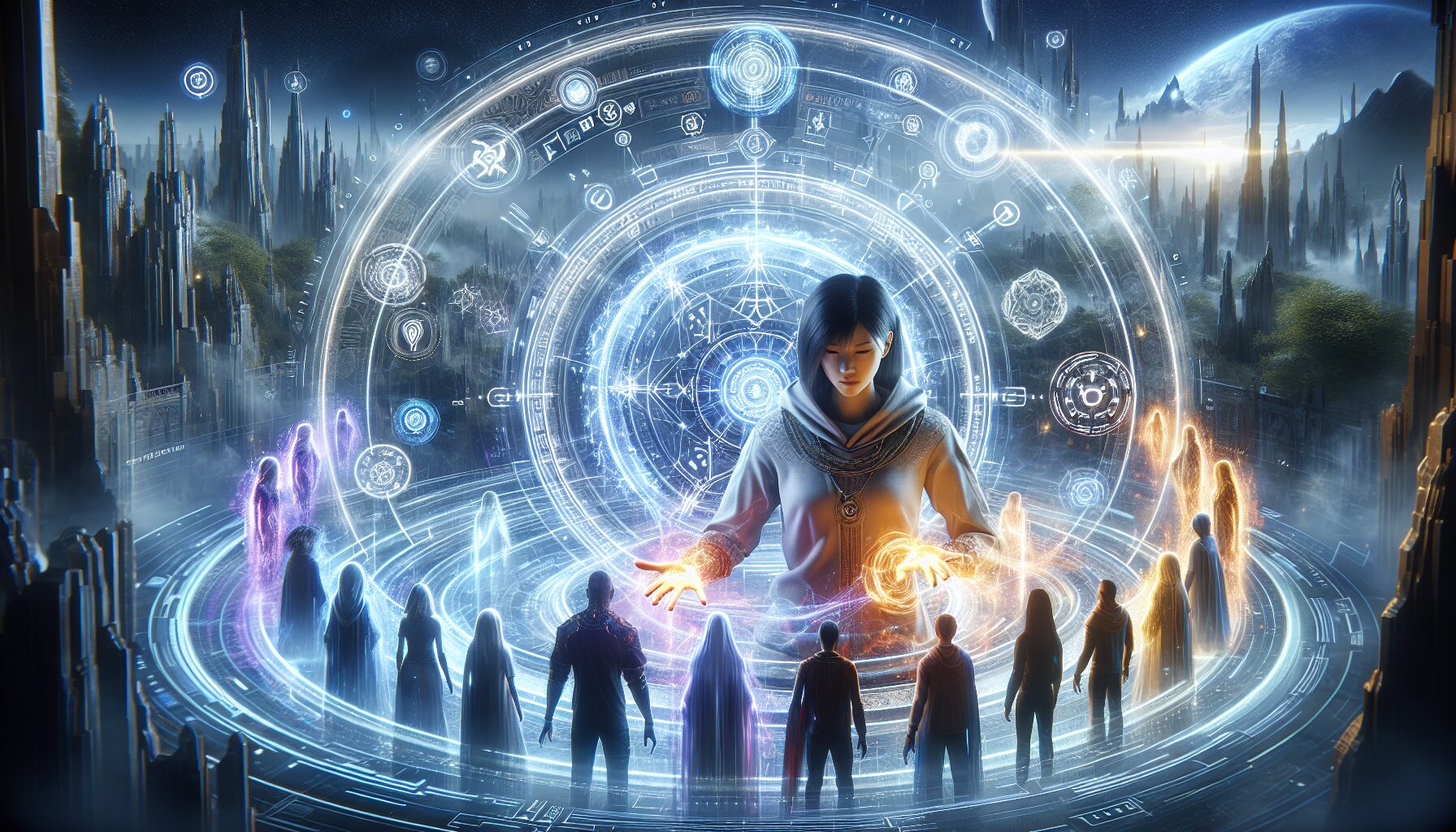 虛擬遊戲角色獲得六字大明咒技能光效場面