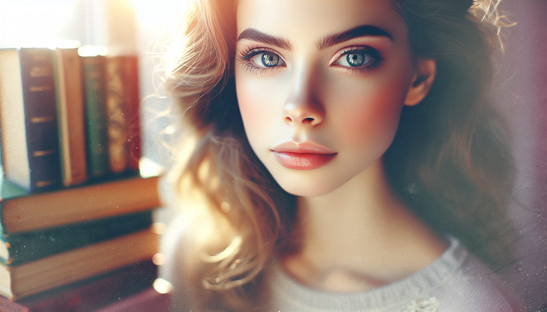 女孩在圖書館默默翻閱書籍，象徵克服內心障礙的深思與追夢