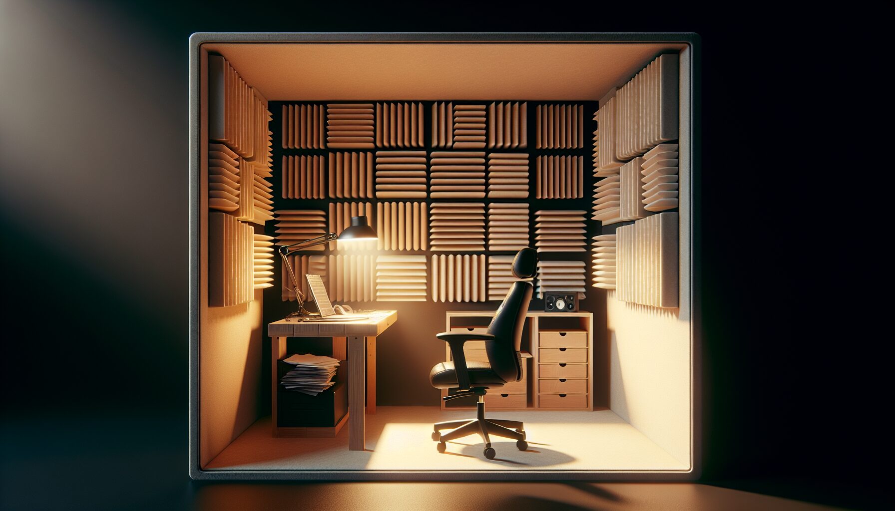 創作者工作室中的厚實隔音棉牆面