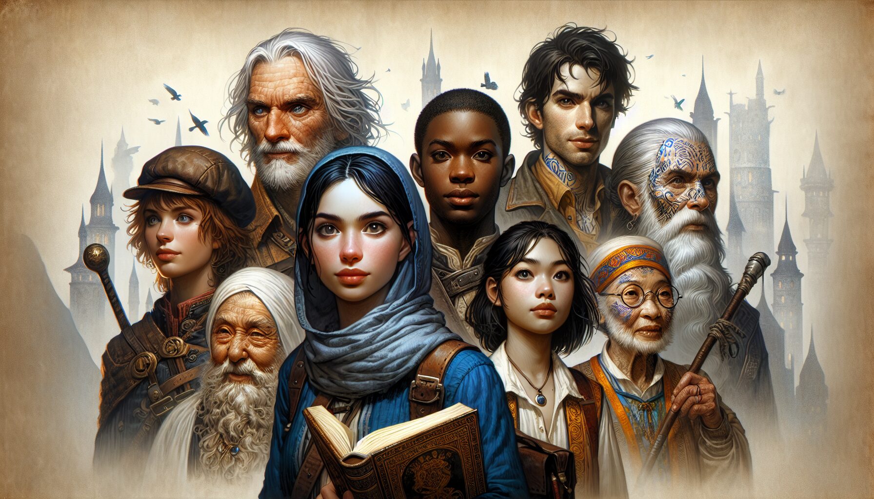 《將夜》動畫人物群像圖,主角寧缺與桑桑並肩而立。