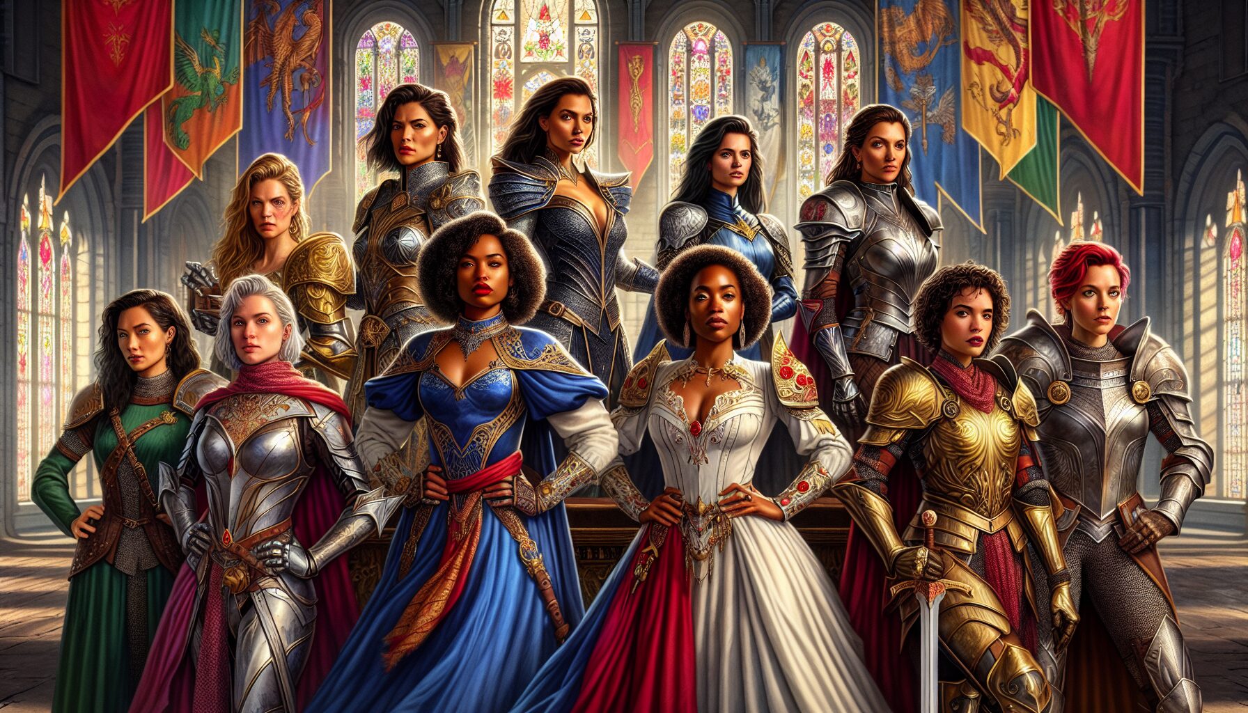 五大王選候選人與各自騎士陣營群像