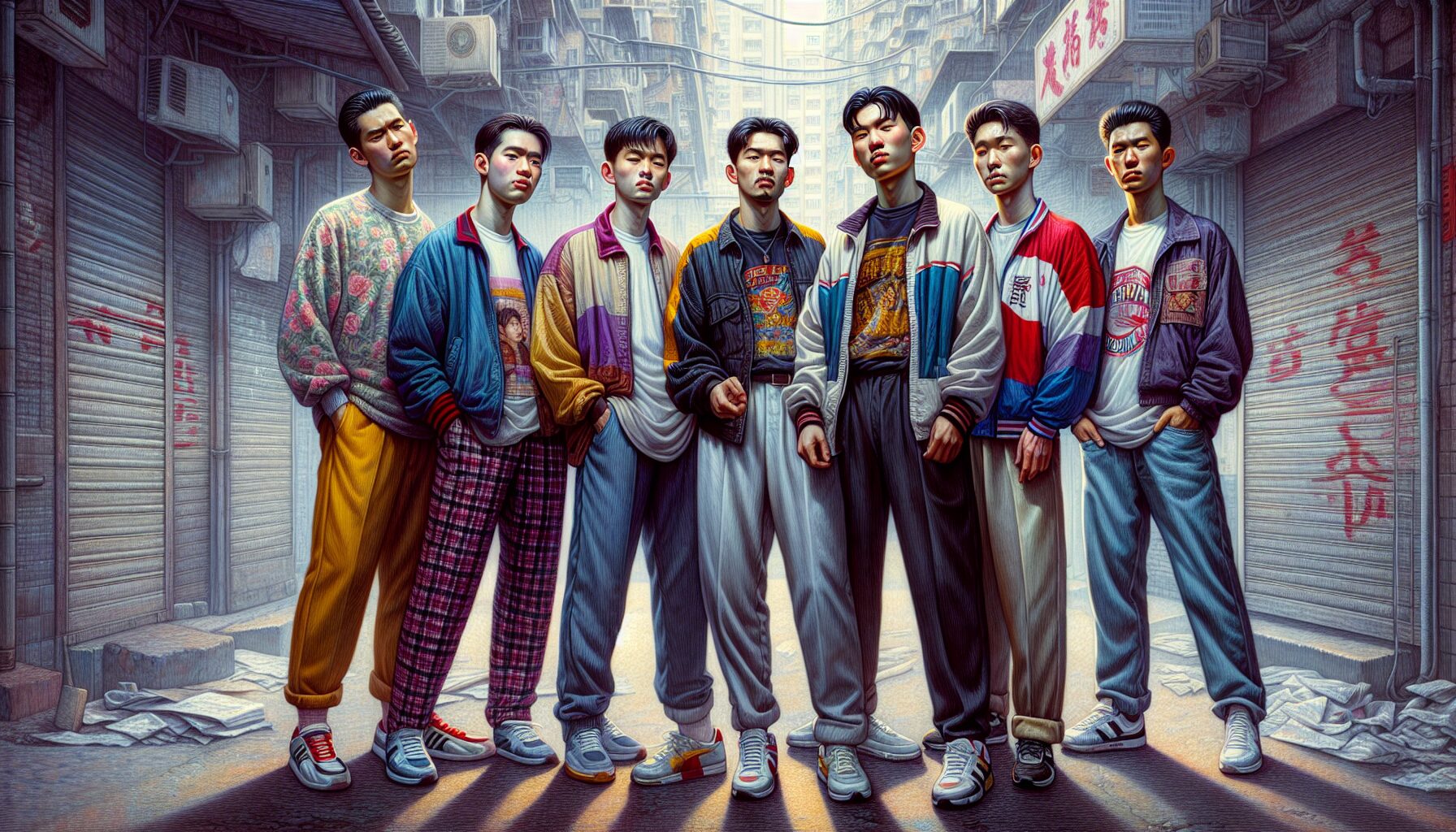 洪興社五兄弟漫畫角色形象，陳浩南、山雞等塑造鮮明