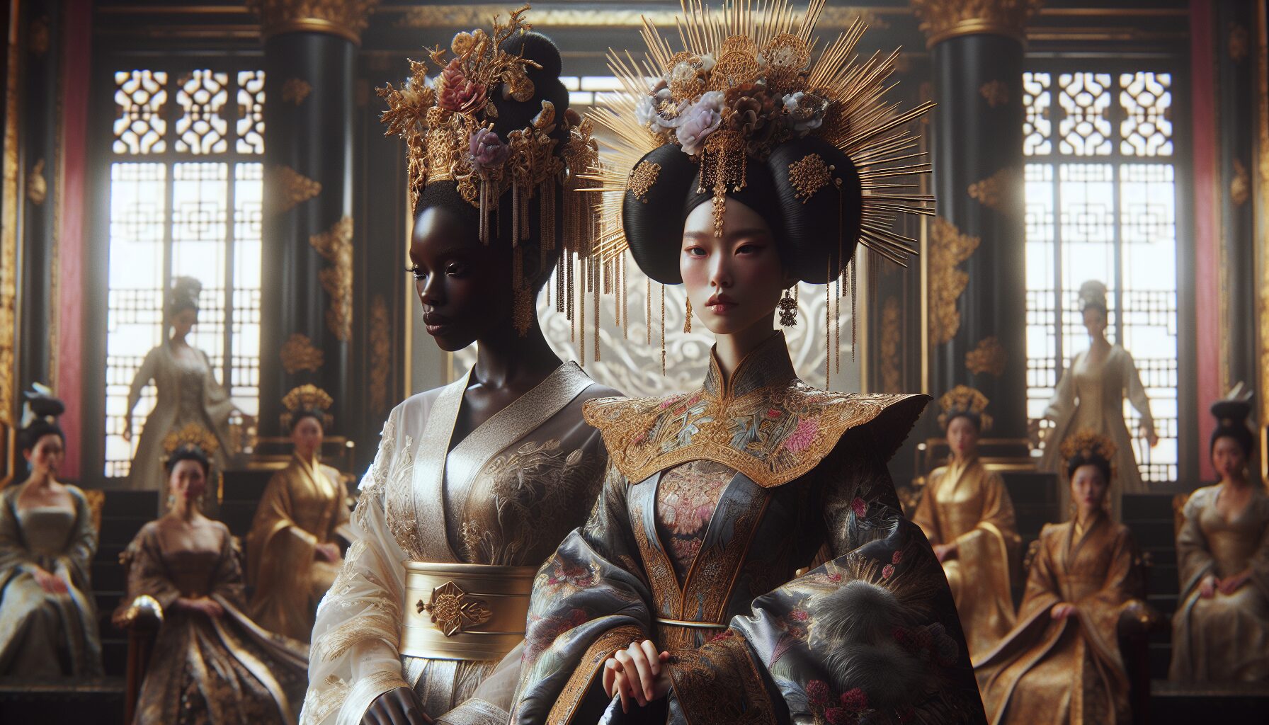 小說中呂后與戚夫人宮廷對峙場景