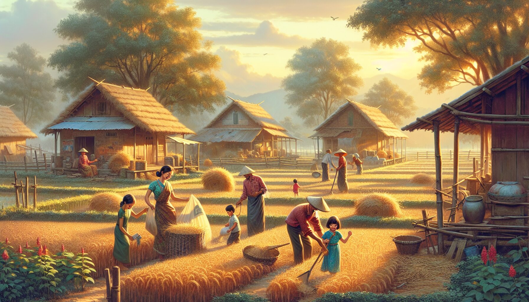 六零年代種田生活場景插畫