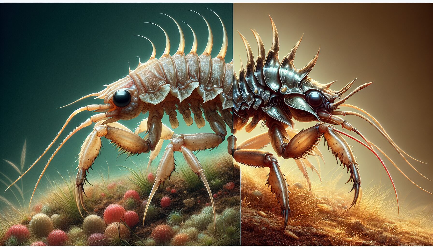 現實蚰蜒VS小說蚰蜒,形象與比喻的對照插畫