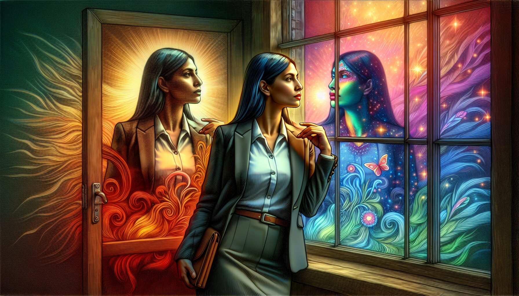 現代文學中掙脫枷鎖、追求自我的女性象徵畫面