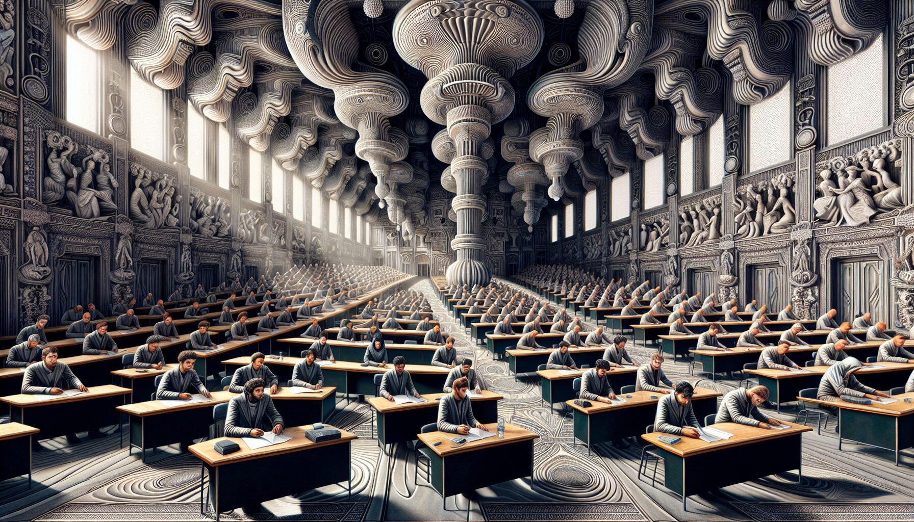 高考副本視覺,《全球高考》的代表性考場設計