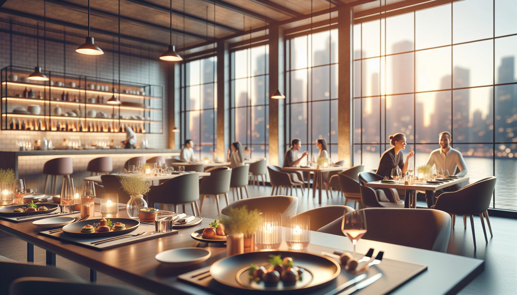 燈火通明的現代食堂，主角用神級廚藝吸引食客