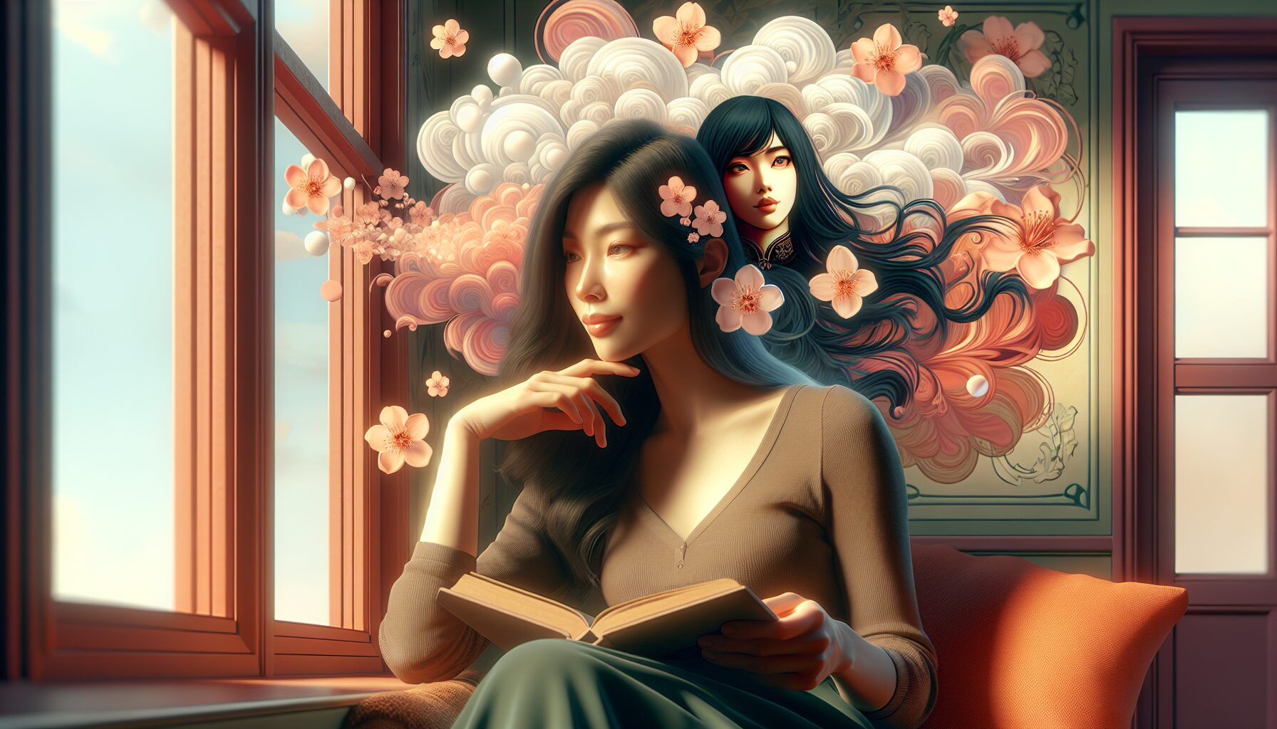 小說閱讀時刻的心動畫面，表現讀者對桃花眼角色的情感共鳴