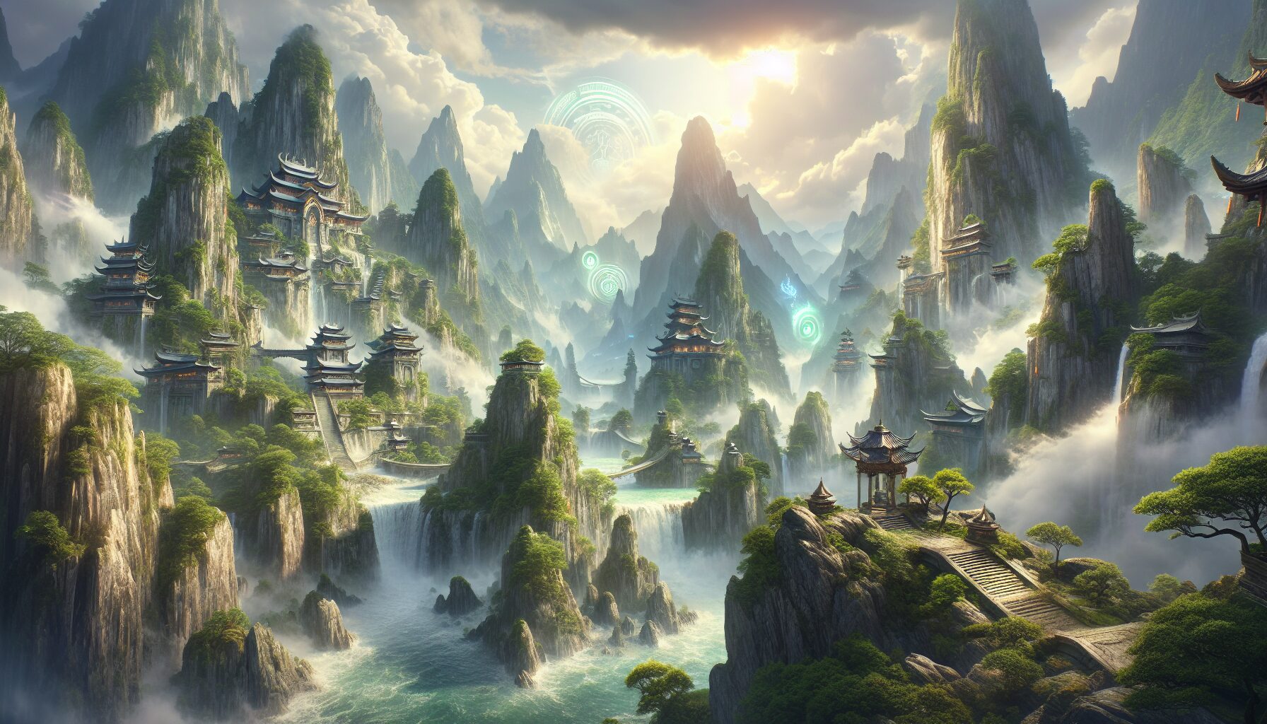 青雲門門派與誅仙山水場景插圖