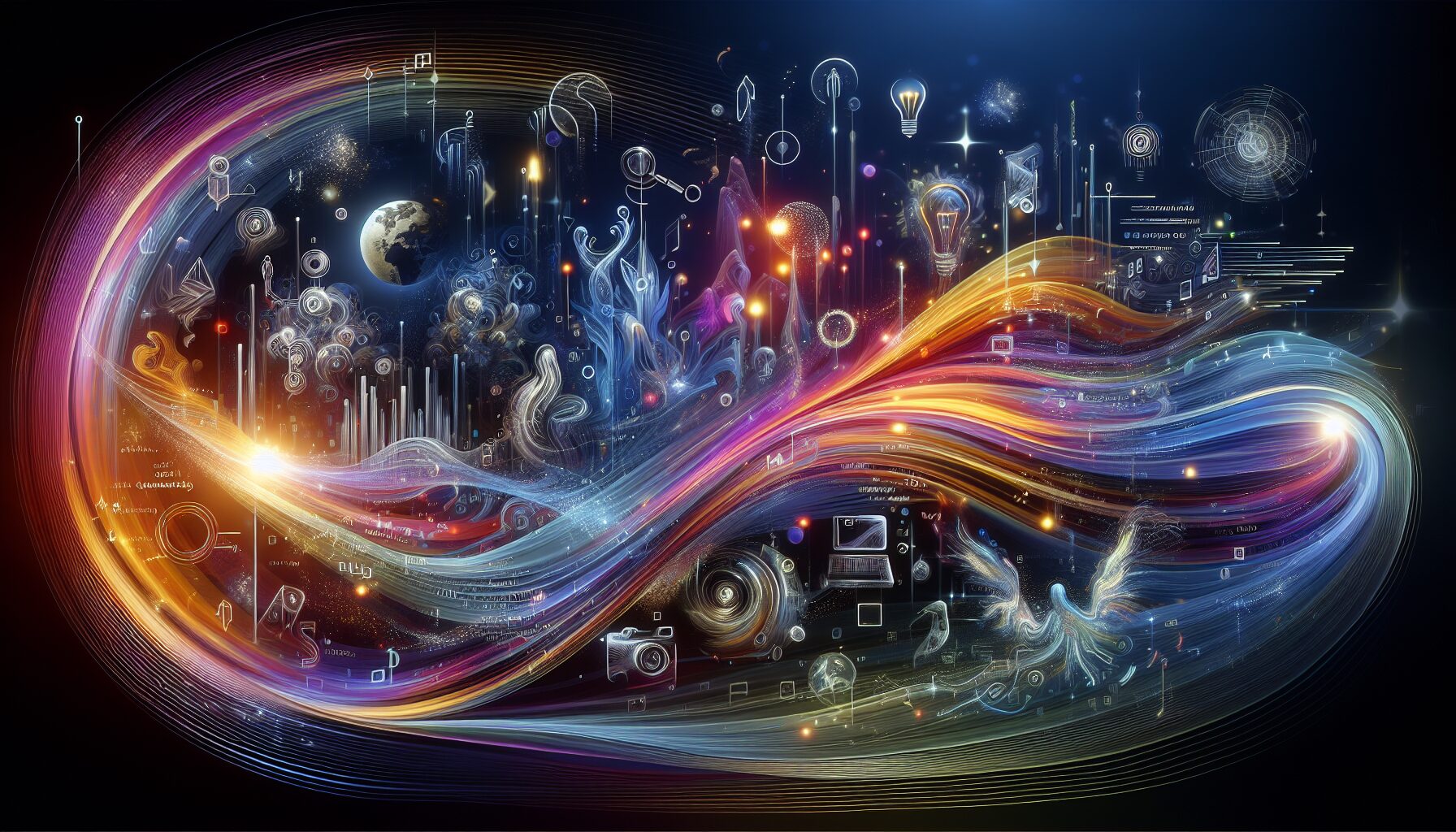 生成式AI科技圖像-象徵創造力的腦部與電路線結合