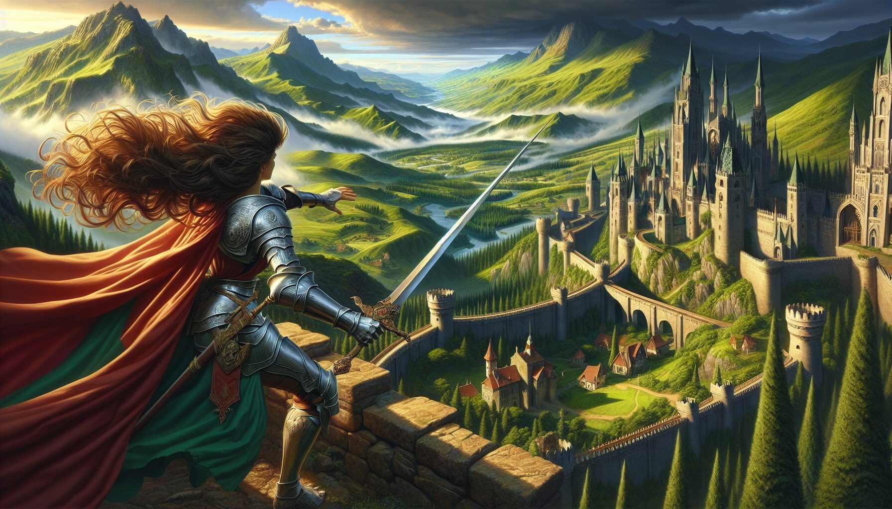 《王者之劍》電影場景，克萊兒·馥蘭妮飾演勇敢的索拉娜