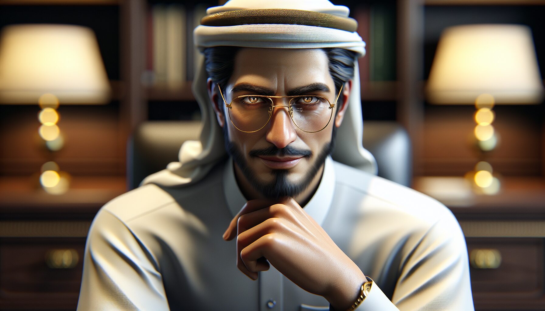 金絲眼鏡與西裝襯托的謎樣反派人物