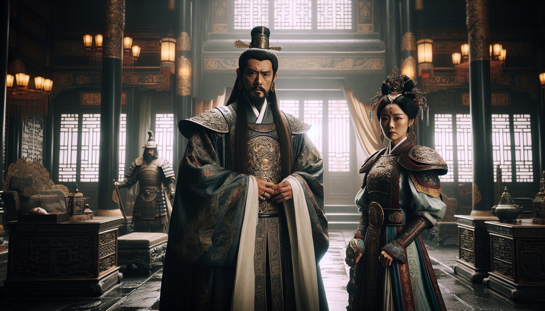 權謀古風小說 插畫，帝王與女主對峙