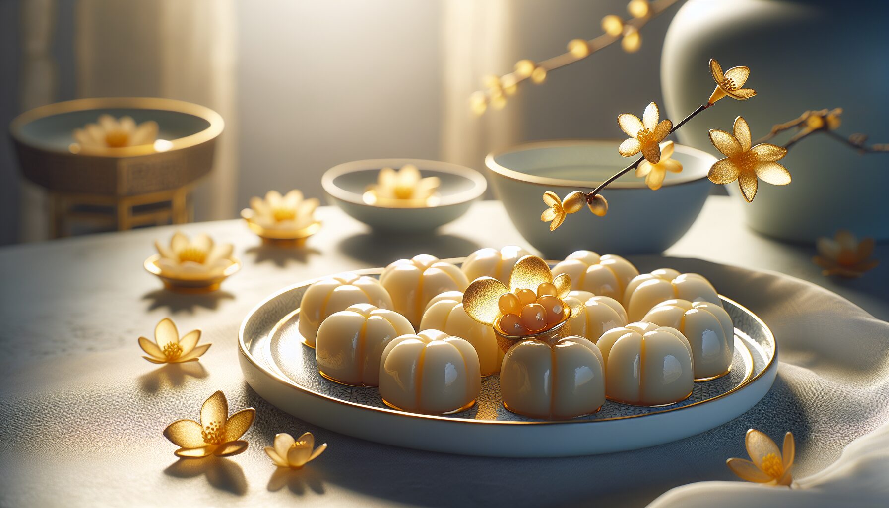 桂花糕特寫,象徵細膩情感的甜品