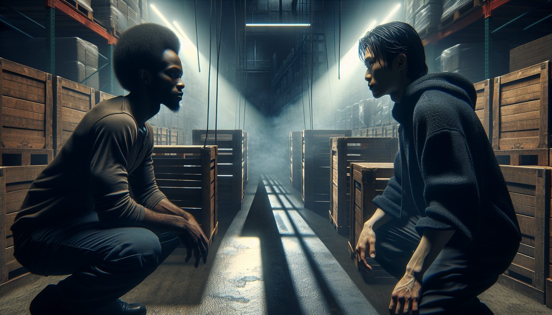 臥底小說插圖，警匪對決的緊張瞬間