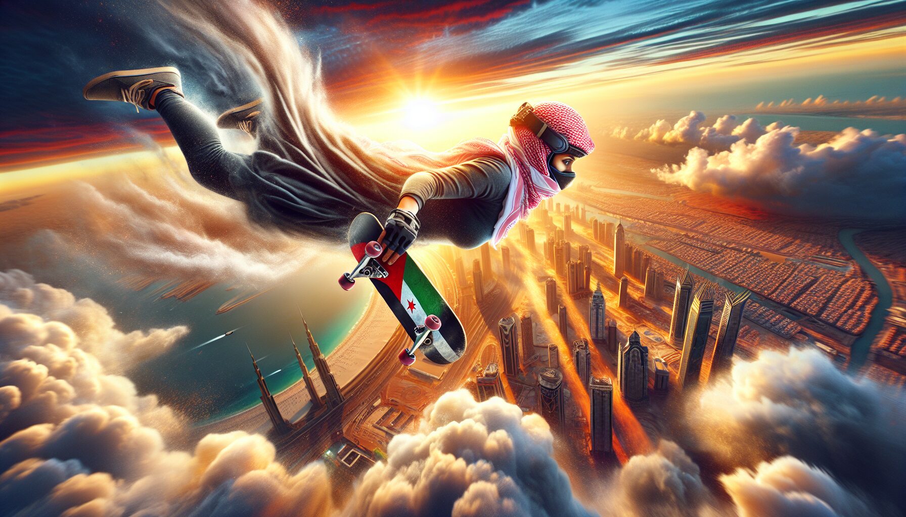 極限運動員挑戰極速飛行的震撼插圖