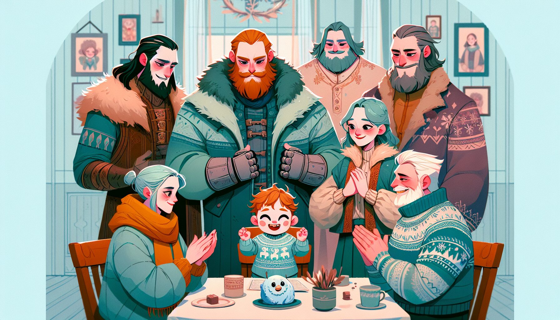 小說內葉夭夭與家人溫馨互動插畫