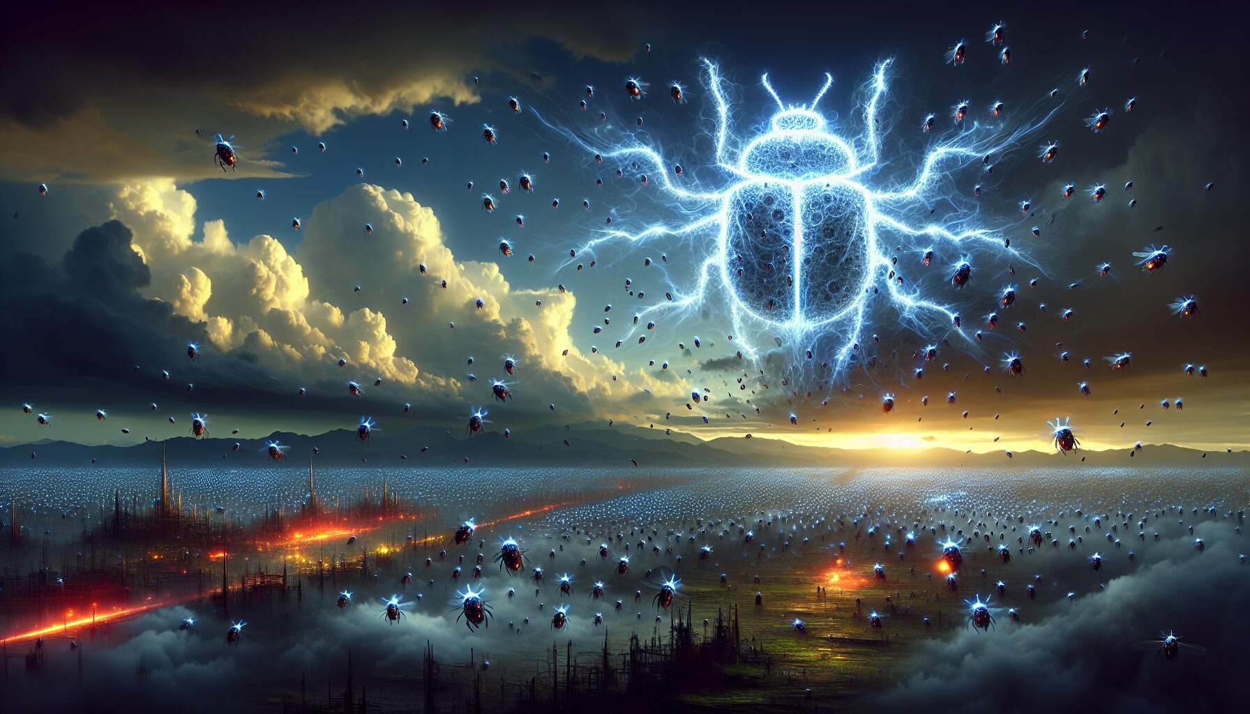 菸葉與菸甲蟲共存的倉庫場景,意象愛情與腐蝕共舞。