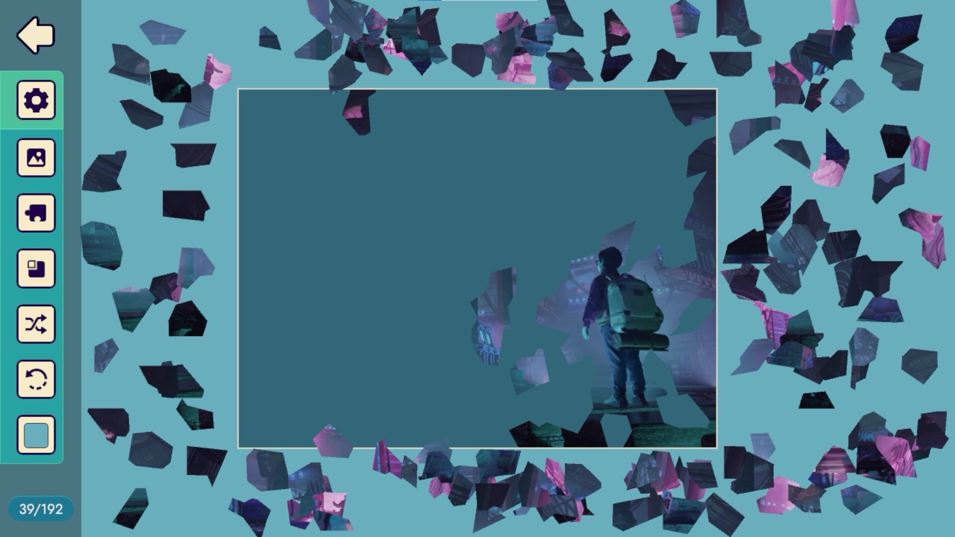 遊戲中的拼圖完成畫面